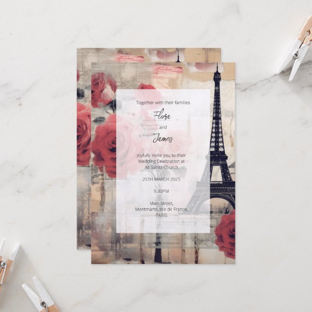 Destino França Reds Convite Vintage (Frente/Verso In Situ)
