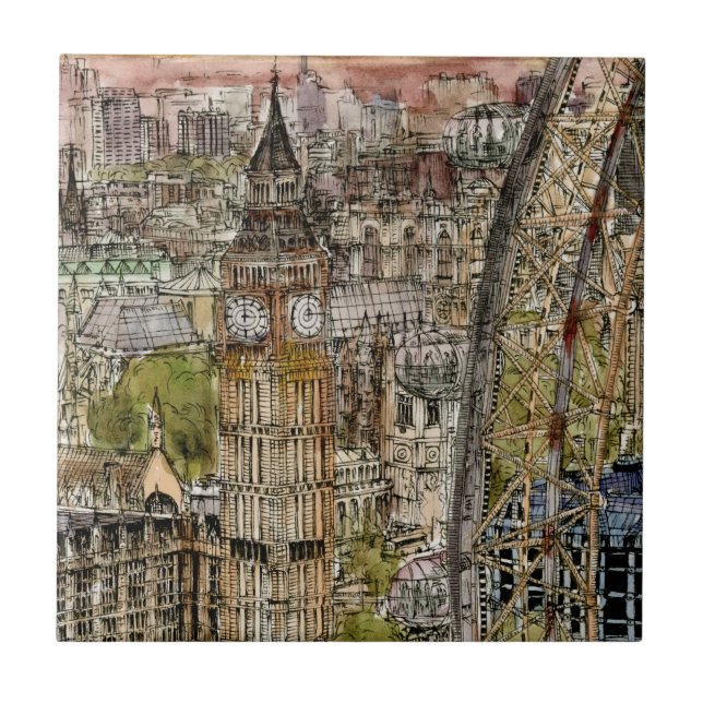 Destinos | Watercolor Big Ben & London Eye (Frente)