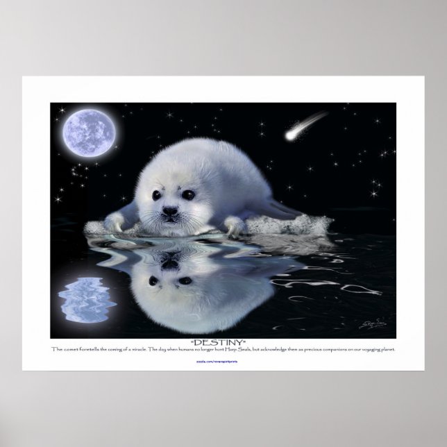 "Destiny" ~ HARP SEAL & MOON Art Poster (Frente)