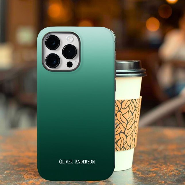 Desvanecimento minimalista em tons verdes com nome (Minimalist Green Case-Mate iPhone Case)