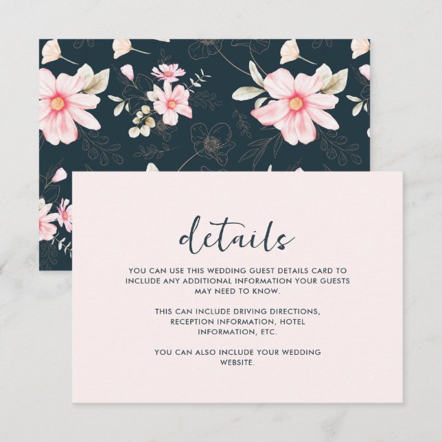 Detalhe de Convidado de Casamento Floral de Blush  (Frente/Verso)