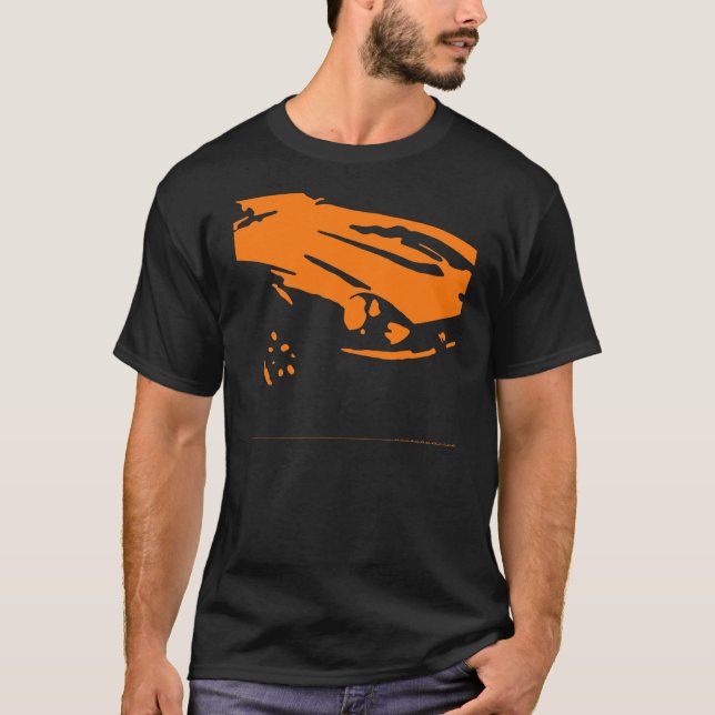 Detalhe de Datsun 240Z - laranja na camisa escura (Frente)
