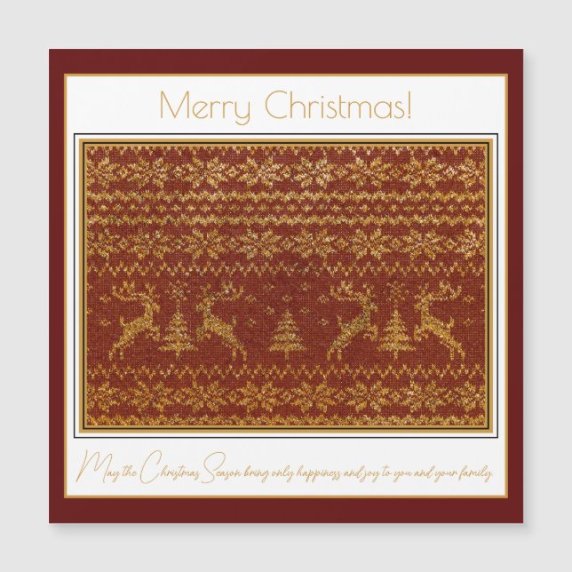 Detalhe de puxão de Natal com cervos e árvores (Frente)