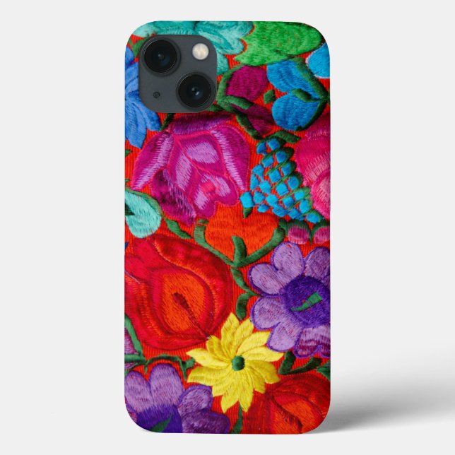 Detalhe de têxtil floral de bordado tradicional (Verso)
