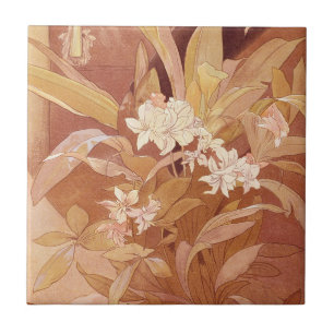 Detalhe Floral Art Nouveau de Alphonse Mucha