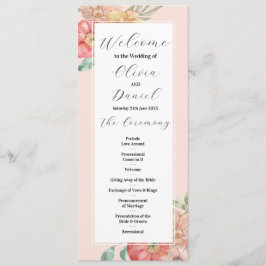 Detalhes da Cerimônia de Menu de Casamento Floral