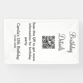 Detalhes da festa de aniversário de verificação QR