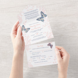 Detalhes das borboletas de coral de casamento e RS