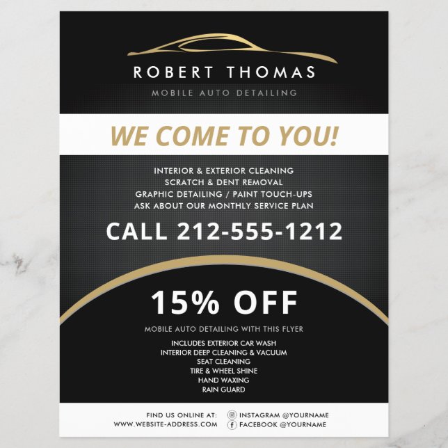 Detalhes de Auto Preto e Dourado, Panfleto de Lava (Frente)