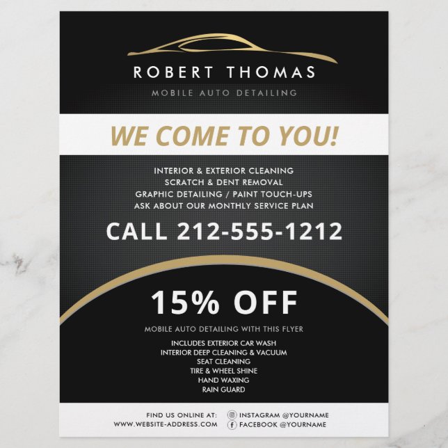 Detalhes de Auto Preto e Dourado, Panfleto de Lava (Frente)