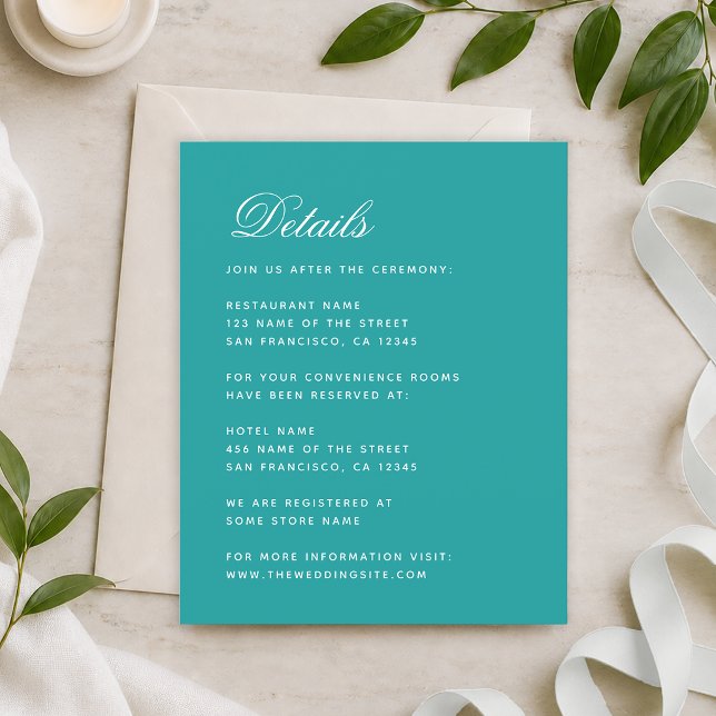 Detalhes de Casamento Azul-Verde Orçamento Cartão  (Criador carregado)