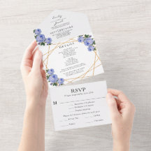 Detalhes de Casamento Floral Azul Geométrico com B
