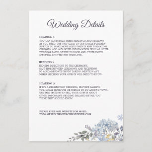 Detalhes de Casamento Menu Combo de Florais Azul E
