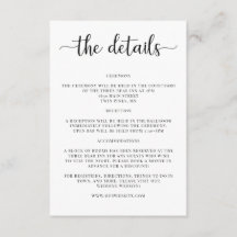 Detalhes de Convite de Casamento Elegante Insert
