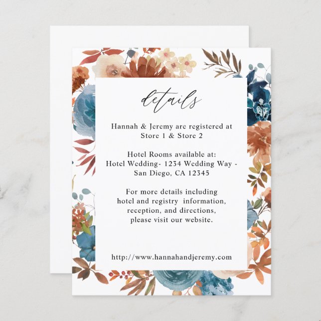 Detalhes do Bordo do Orçamento e Azul Dusty Floral (Frente/Verso)