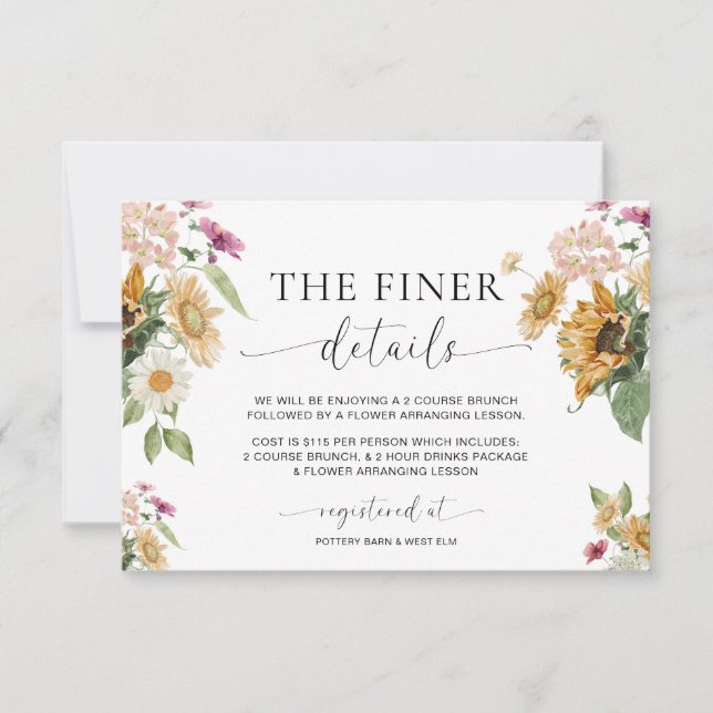 Detalhes do Cartão de Baby Shower Mews Sunflower F (Frente)