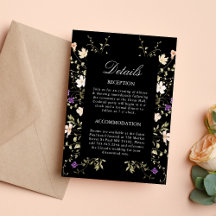 Detalhes do Cartão de Envio do Casamento Preto com