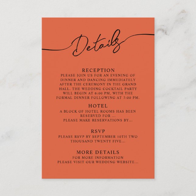 Detalhes do cartão de gabinete para Boho Wedding. (Frente)