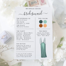 Detalhes do Cartão de Informação de Bridesmaid Tea