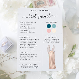 Detalhes do Cartão de Informações da Bridesmaid Te
