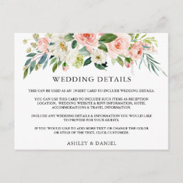 Detalhes do casamento Cartão de Inserção Floral Ro