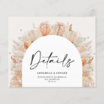 Detalhes do casamento de pampas elegantes botânico<br><div class="desc">O cartão de detalhes do casamento da na moda botânica boêmica de terracotta pampas.</div>