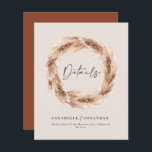 Detalhes do casamento do celeiro de vassoura moder<br><div class="desc">Cartão de casamento de na moda de grama rústica da boêmia moderna,  pampas. Texto moderno do script de tendência e rosto / terracotta / cinturão laranja queimado.</div>