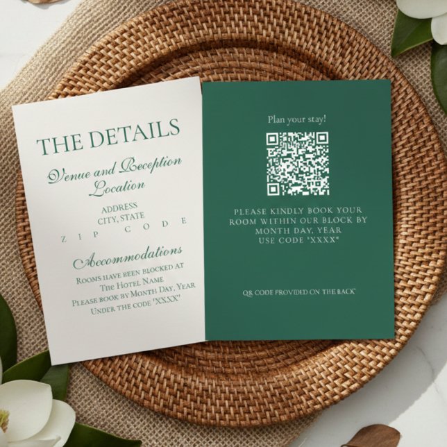 Detalhes do Casamento do Convite Moderno Elegante  (Elegant Modern Invitation Insert Wedding Details
)