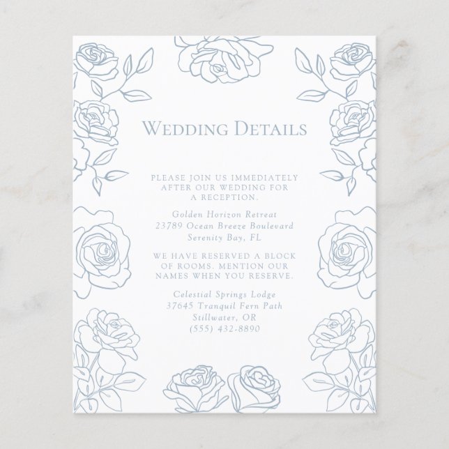 Detalhes do casamento dos Rosas franceses azuis e  (Frente)