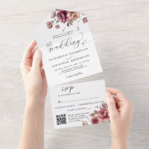 Detalhes do Casamento Floral do Russet Burgundy QR