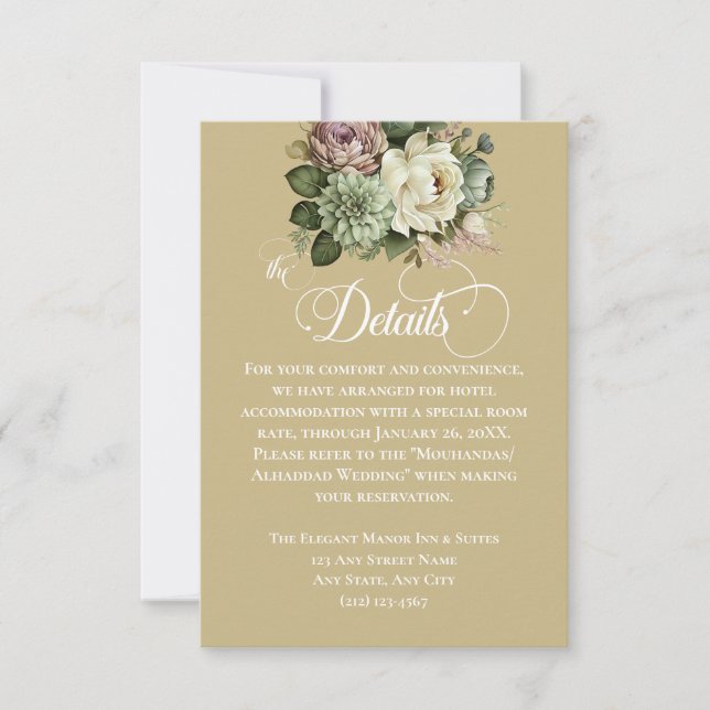 Detalhes do Casamento Floral Verde e Branco Elegan (Frente)