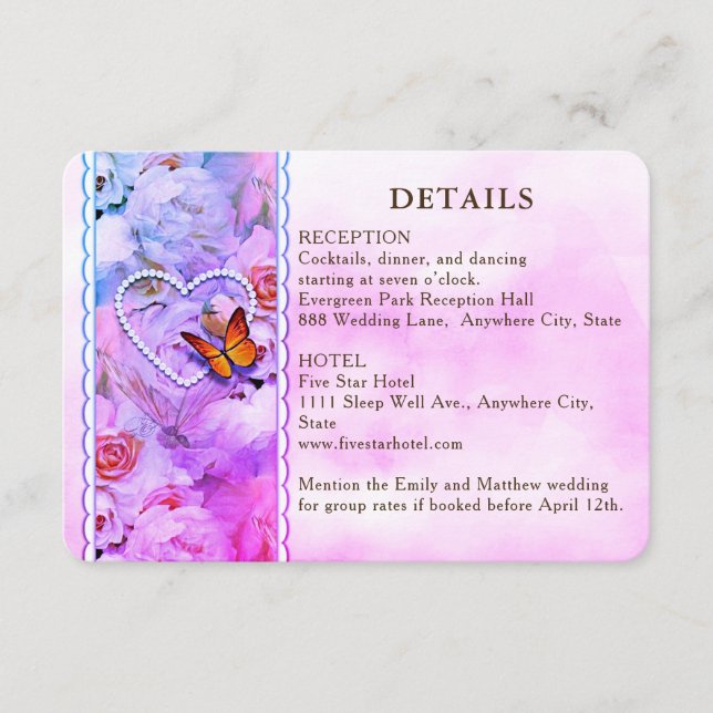 Detalhes do Convite de Casamento com Borboleta e F (Frente)