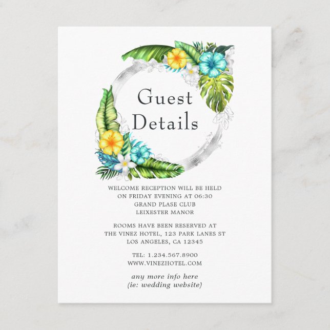 Detalhes do Convite de Casamento de Verão Tropical (Frente)