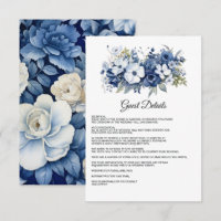 Detalhes do Convite de Casamento Floral Azul Marin