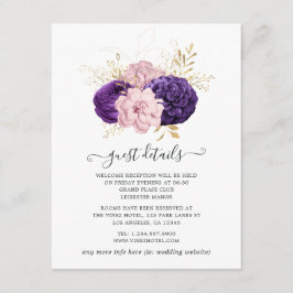 Detalhes do Convite de Casamento Floral Rosa e Rox