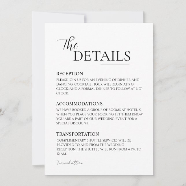 Detalhes do Convite de Casamento Minimalista (Frente)
