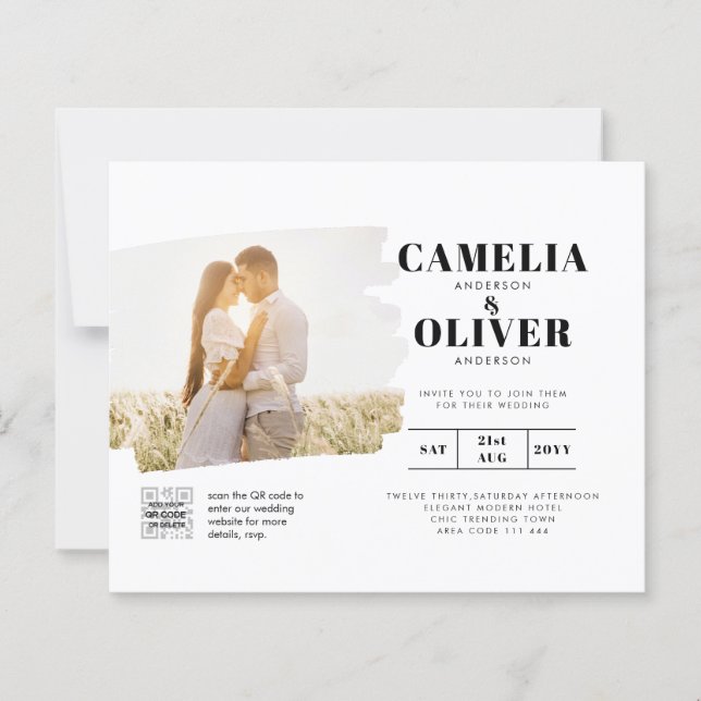 Detalhes do Convite de casamento RSVP de CÓDIGO QR (Frente)
