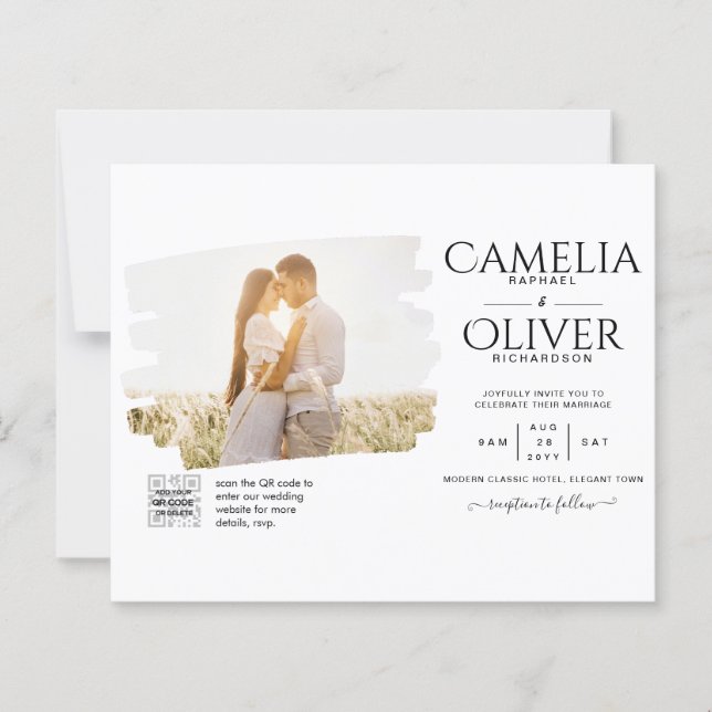 Detalhes do Convite de casamento RSVP de CÓDIGO QR (Frente)