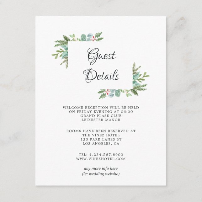 Detalhes do Convite de Natal com Azevinho em Aquar (Frente)