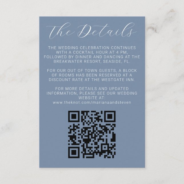 Detalhes do Convite para Casamento Azul Moderno Du (Frente)