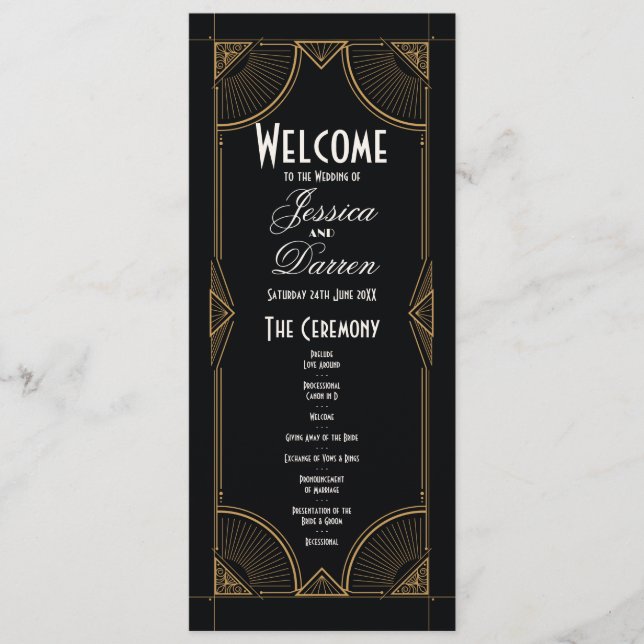 Detalhes do Deco da Cerimônia de Menu de Casamento (Frente)