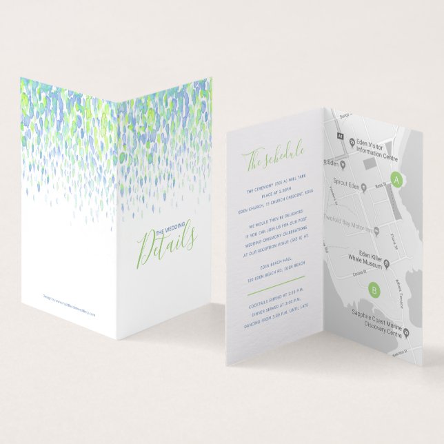 Detalhes do evento de casamento mapa verde azul (Interior e exterior)