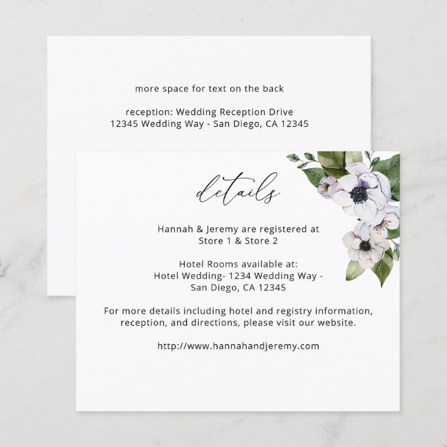 Detalhes do Floral Branco da Anemia Orçamental (Frente/Verso)