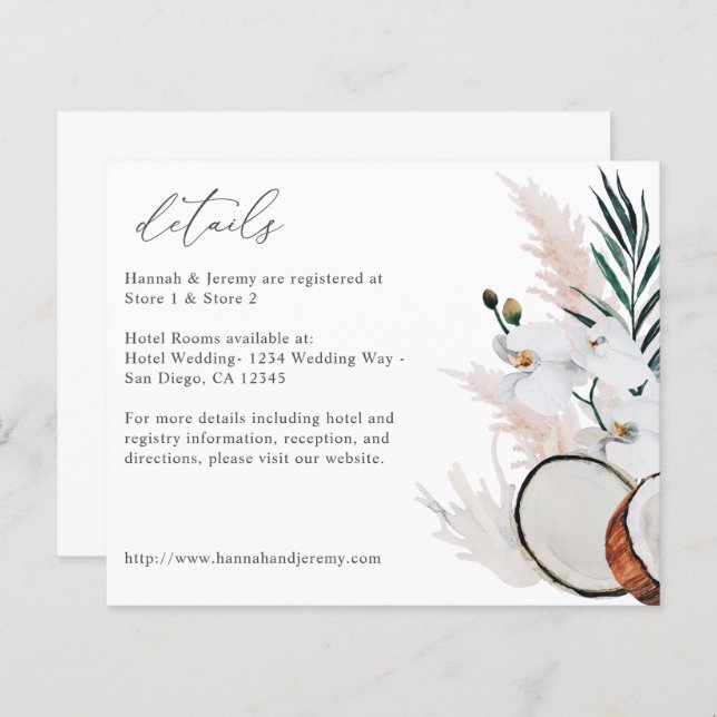 Detalhes do Floral Branco do Coco de Orçamento (Frente/Verso)