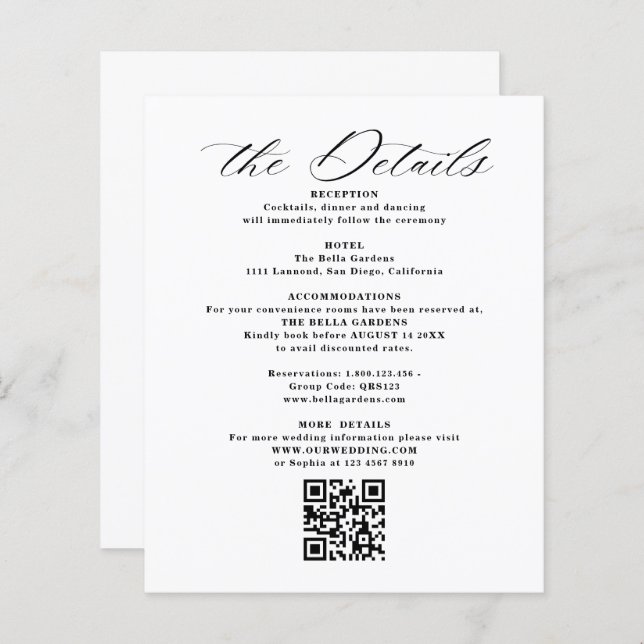Detalhes e Cards de Invólucro de Casamento de Códi (Frente/Verso)