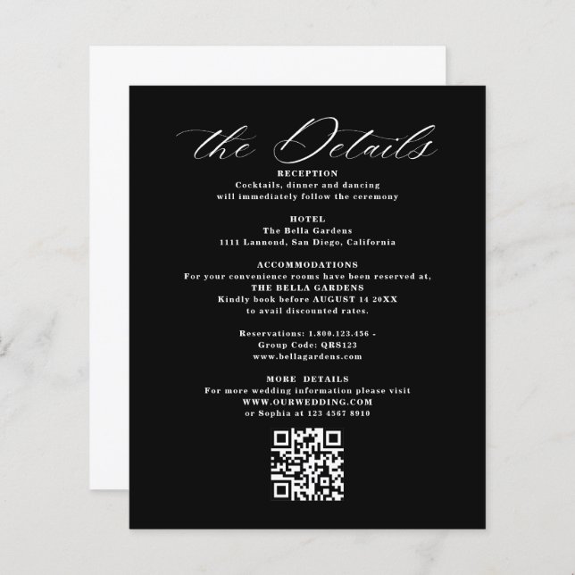 Detalhes e Cards de Invólucro de Casamento de Códi (Frente/Verso)