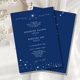 Detalhes e convite de casamento azul elegante cele