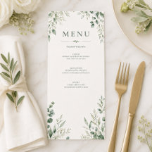Detalhes Personalizados do Menu de Casamento Botân