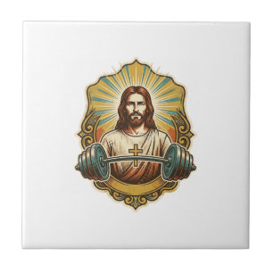 Determinado Jesus Haltere Pesado de Ferro Levantam