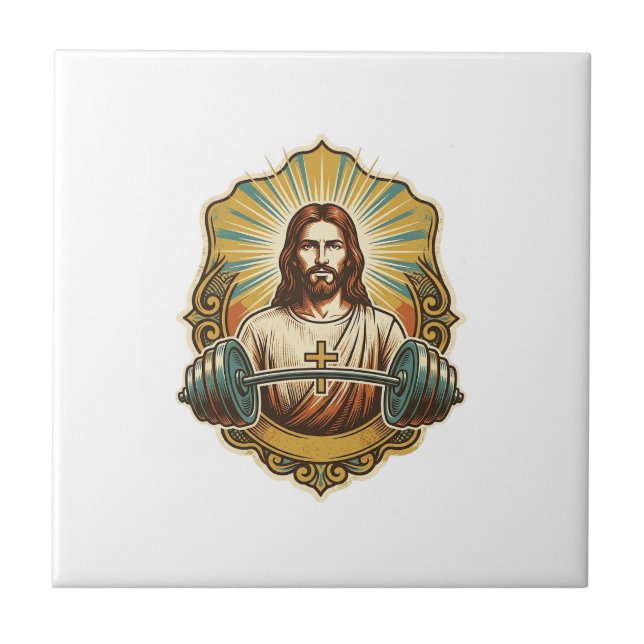 Determinado Jesus Haltere Pesado de Ferro Levantam (Frente)